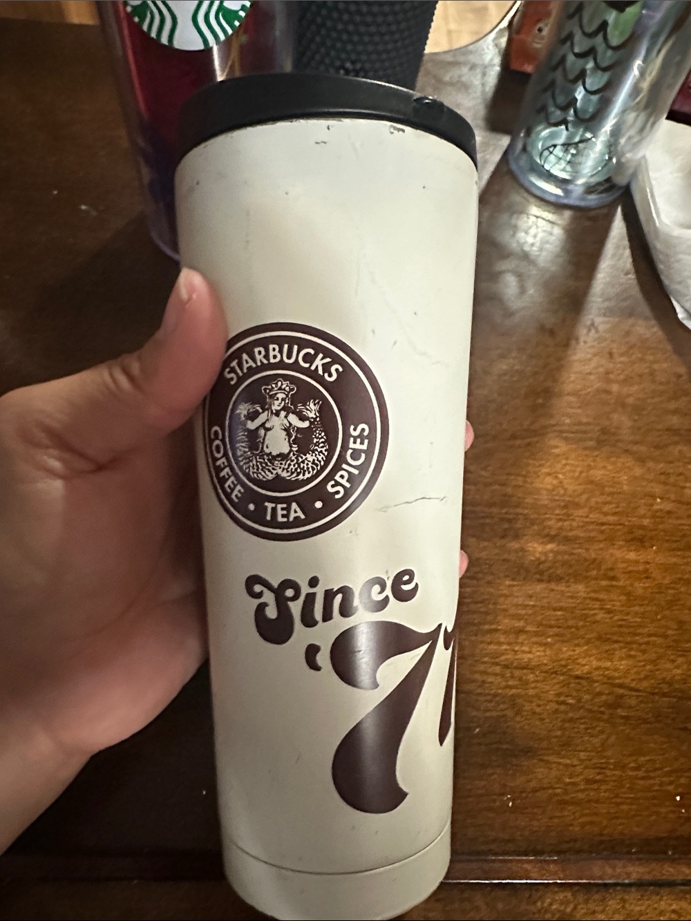 Starbucks Cream and Brown 'Since 1971' Travel Tumbler